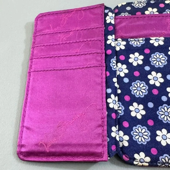 Vera Bradley Pink Blue Paisley Quilted Cotton Trifold Wallet Snap Closure - Picture 8 of 14